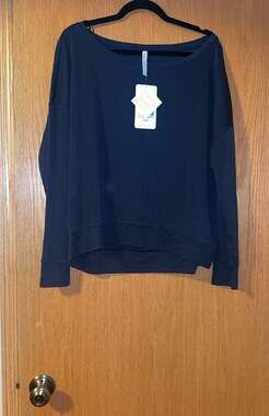 Fabletics Betty Pullover II Sleek Knit Boat Neck Long Sleeve in Washed Thunder N